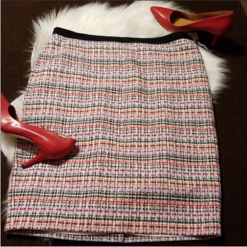 Talbots Multicolored Metallic Tweed Midi Skirt - image 1